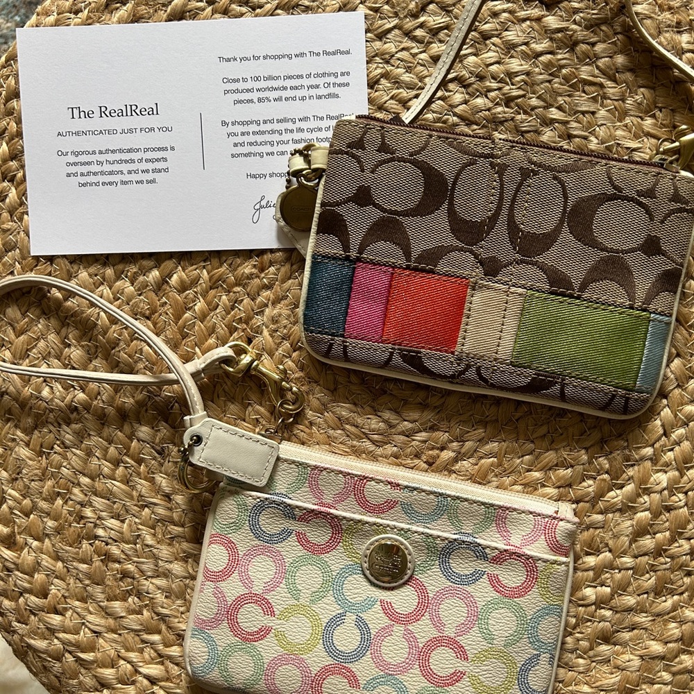 Coach Brown and Multicolor Wristlet Set